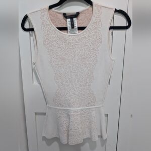 BCBGMaxAzria White Lace Peplum Mini Dress